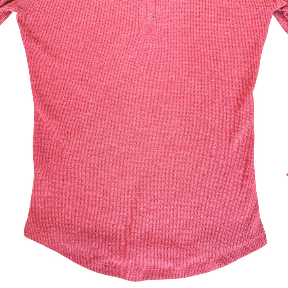 Womens Thermal Henley Bella Shirt Medium Heather Red Casual Layer Y2K Grunge - Picture 5 of 12